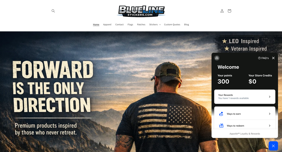 EARN REWARDS @ BlueLineStickers.com - Customer Loyalty Program