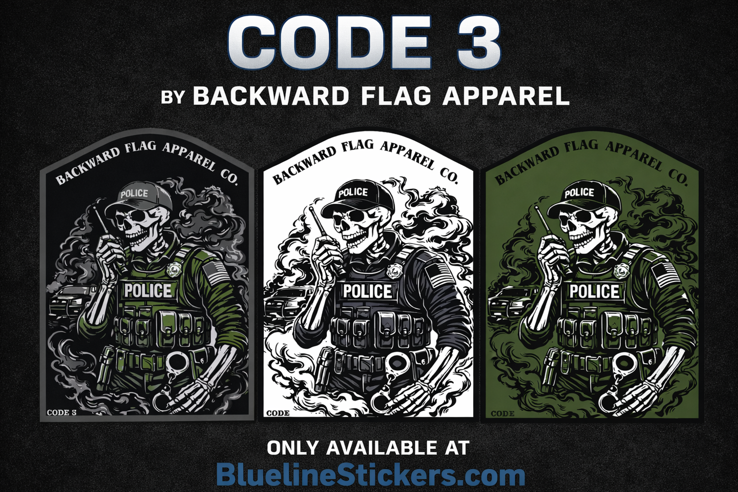 Code 3 Tee – Blue Line Stickers